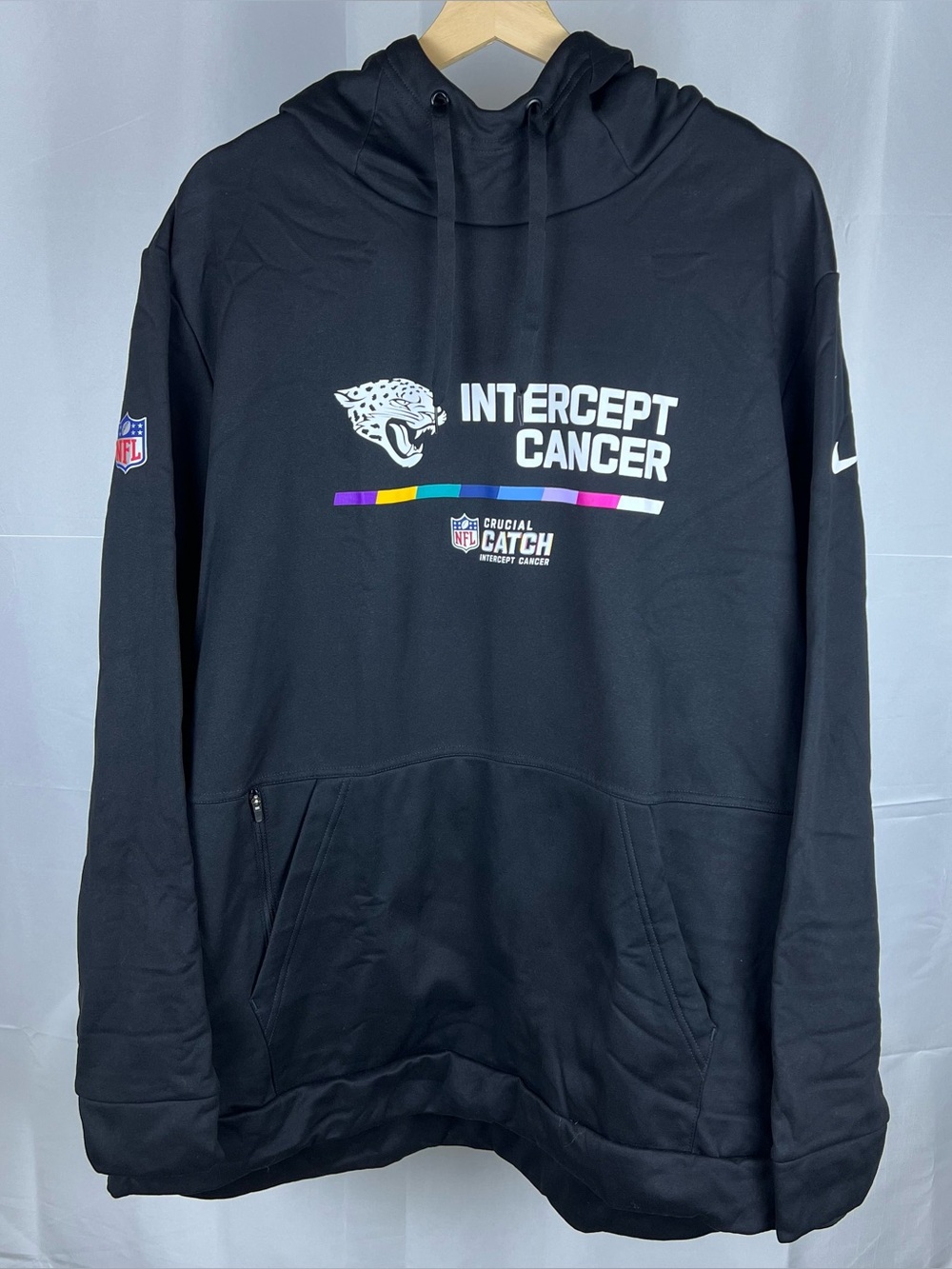 MENS NIKE JACKSONVILLE JAGUARS INTERCEPT CANCER TEAM ISSUED HOODIE BLACK 2XL